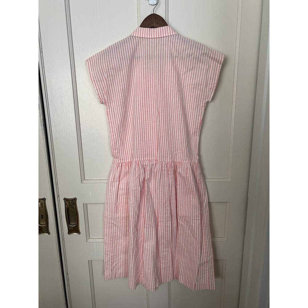 Vintage Hang Ten Striped Button Shift Dress Womens Size 12 Orange White Beachy - Picture 4 of 8